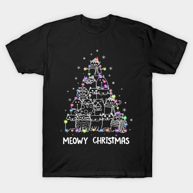 Meowy cat Christmas tree T-Shirt by MarrinerAlex